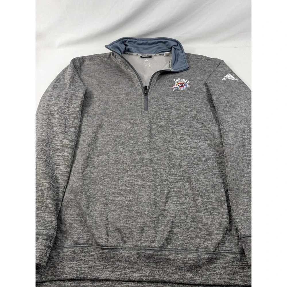 OKC Thunder Adidas Team Issue Climawarm Quarter Zip Pullover Large Heather Gray